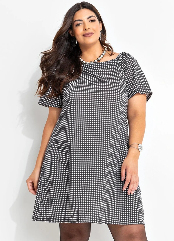 Vestido Xadrez Vestido Cinza Com Meia Preta Vestido Curto Vestido