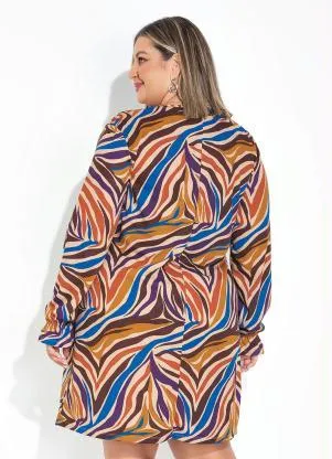 Marguerite - Vestido Zebra Bege com Babado Plus Size - MARGUERITE