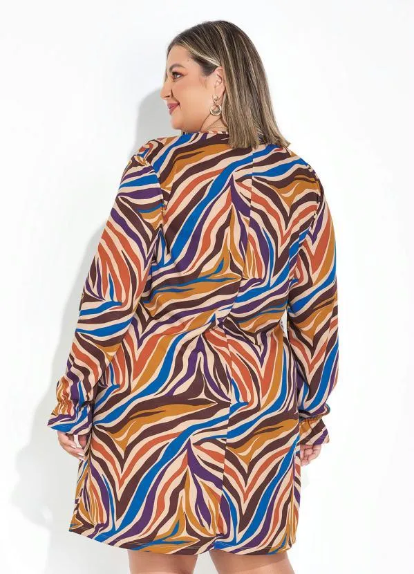 Marguerite - Vestido Zebra Bege com Babado Plus Size 2