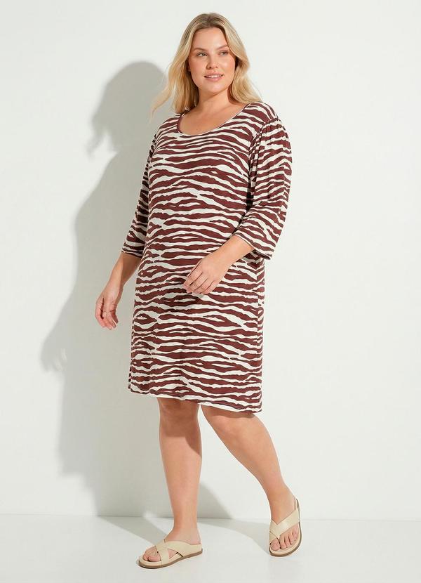 Vestido (Zebra Marrom) em Malha de Viscose