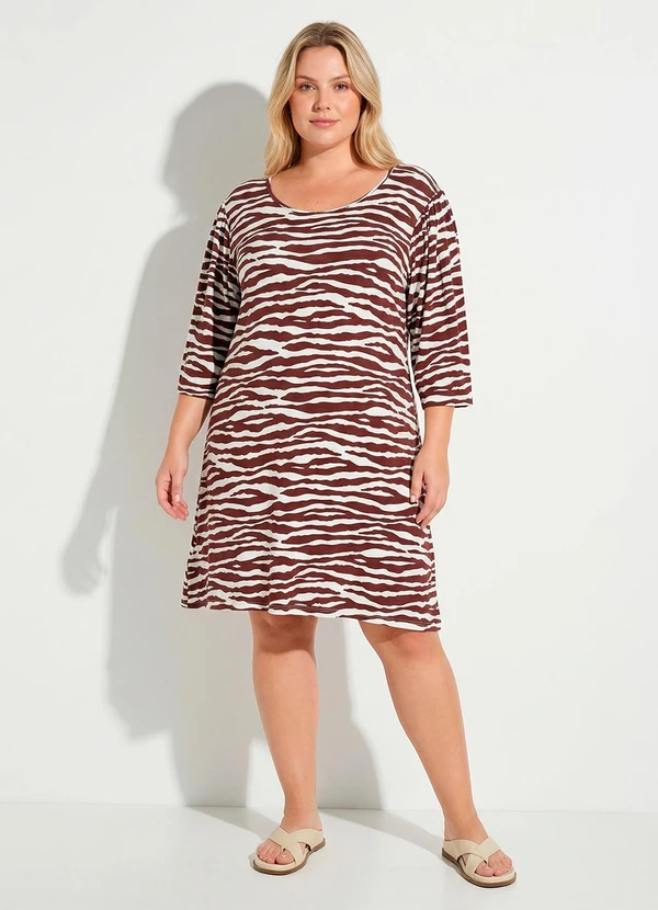 Marguerite - Vestido Zebra Marrom em Malha de Viscose 3
