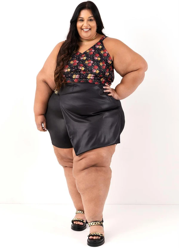 Marguerite - Blusa Rosas Preto em Jersey Acetinado 6