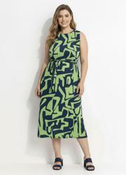 Vestido Abstrato Verde em Canelado