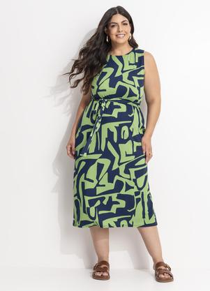 Vestido (Abstrato Verde) em Canelado