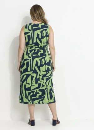 Marguerite - Vestido Abstrato Verde em Canelado - MARGUERITE
