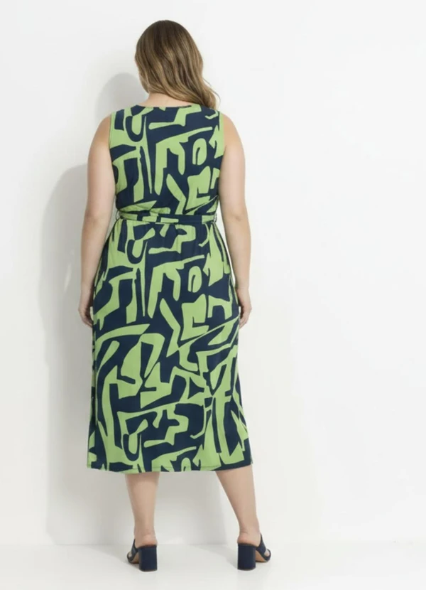 Marguerite - Vestido Abstrato Verde em Canelado 2