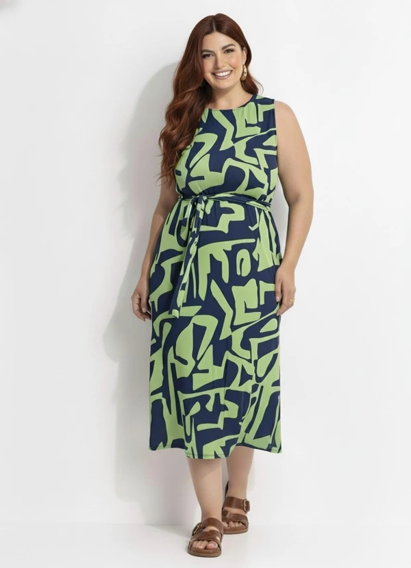 Marguerite - Vestido Abstrato Verde em Canelado 5