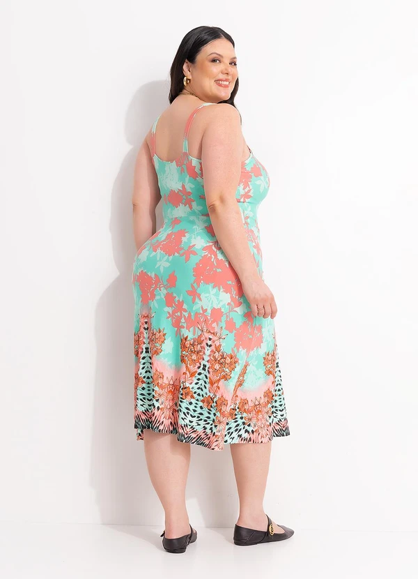 Marguerite - Vestido Floral Barrado em Malha de Viscose 1