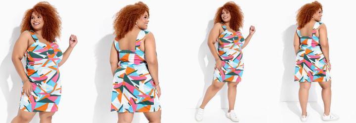 Vestido Geomtrica Azul em Malha