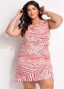 Vestido Listras Vermelhas em Malha de Viscose
