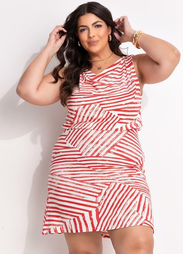 Vestido (Listras Vermelhas) em Malha de Viscose
