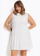 Vestido Off White em Malha Texturizada