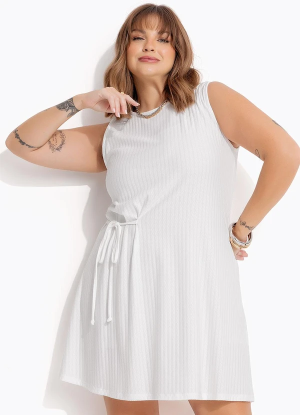 Marguerite - Vestido Off White em Malha Texturizada 11