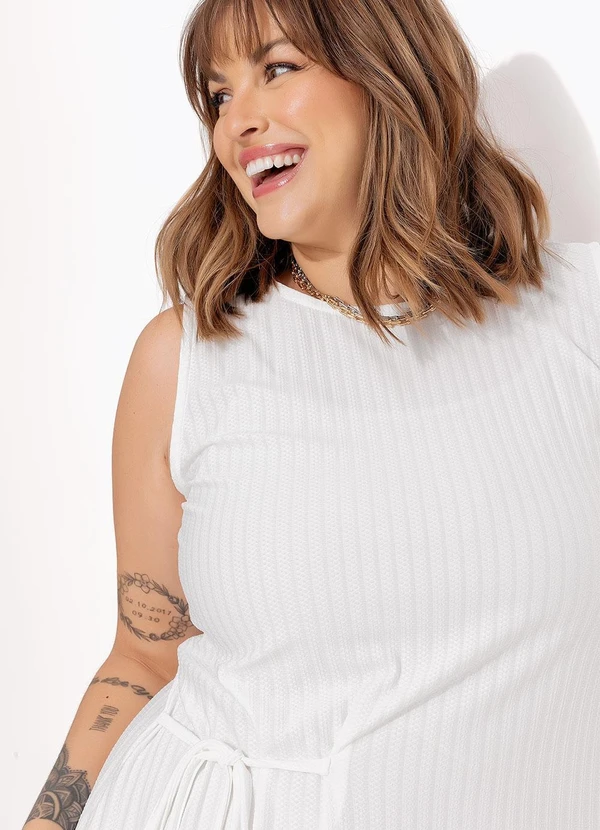 Marguerite - Vestido Off White em Malha Texturizada 12