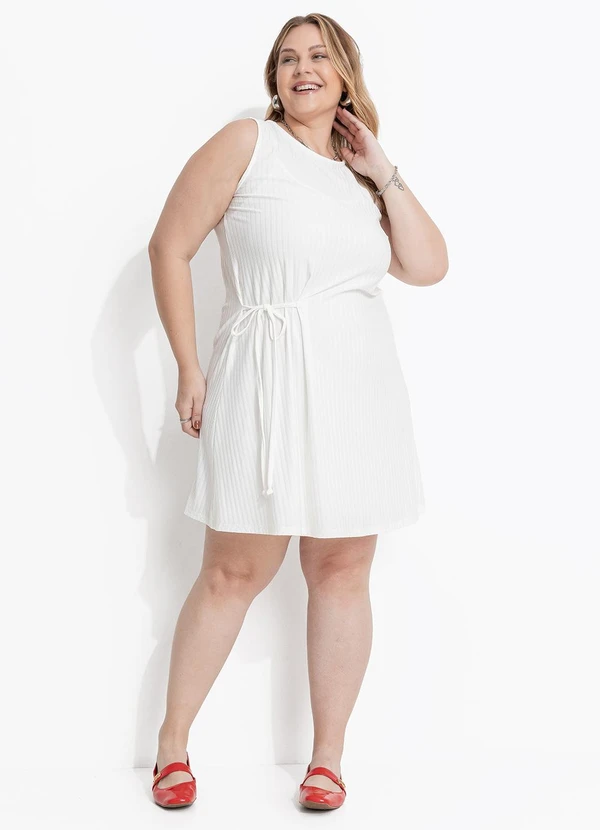 Marguerite - Vestido Off White em Malha Texturizada 3