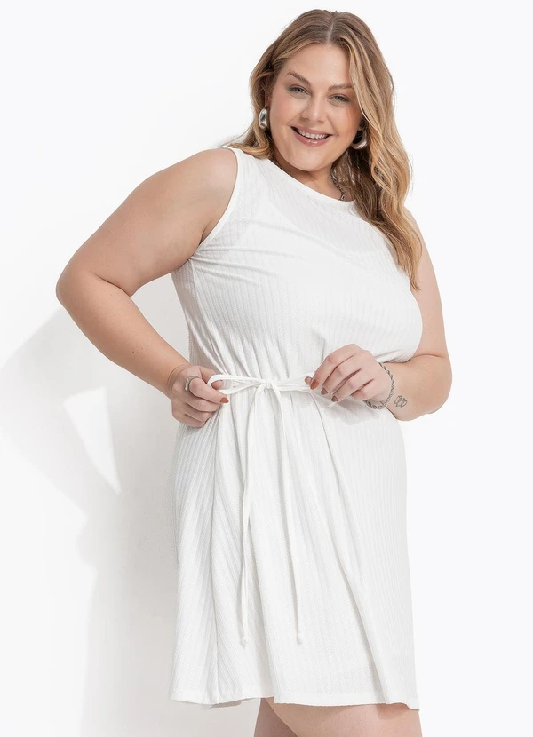 Marguerite - Vestido Off White em Malha Texturizada 6