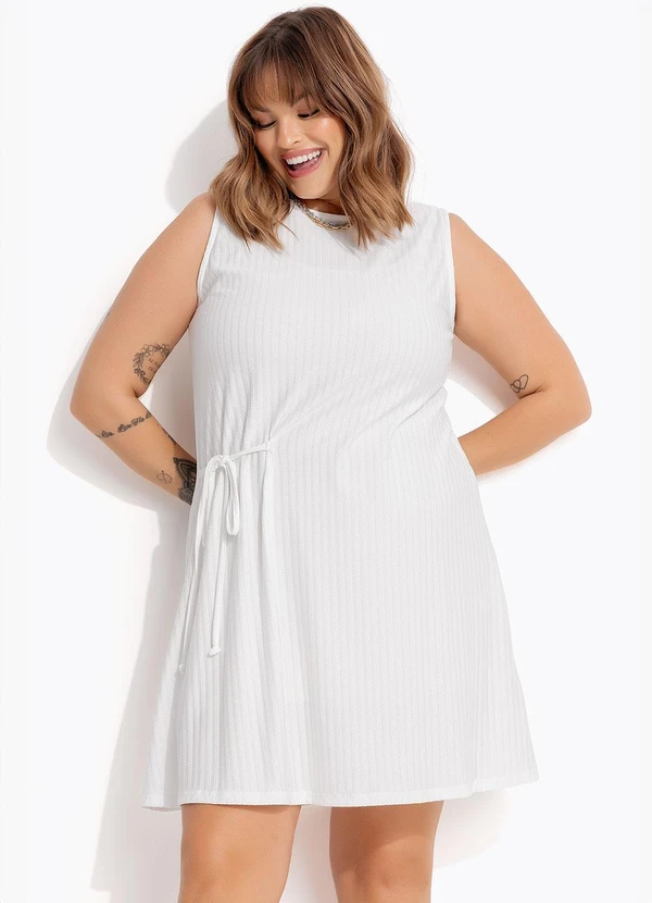 Marguerite - Vestido Off White em Malha Texturizada 7