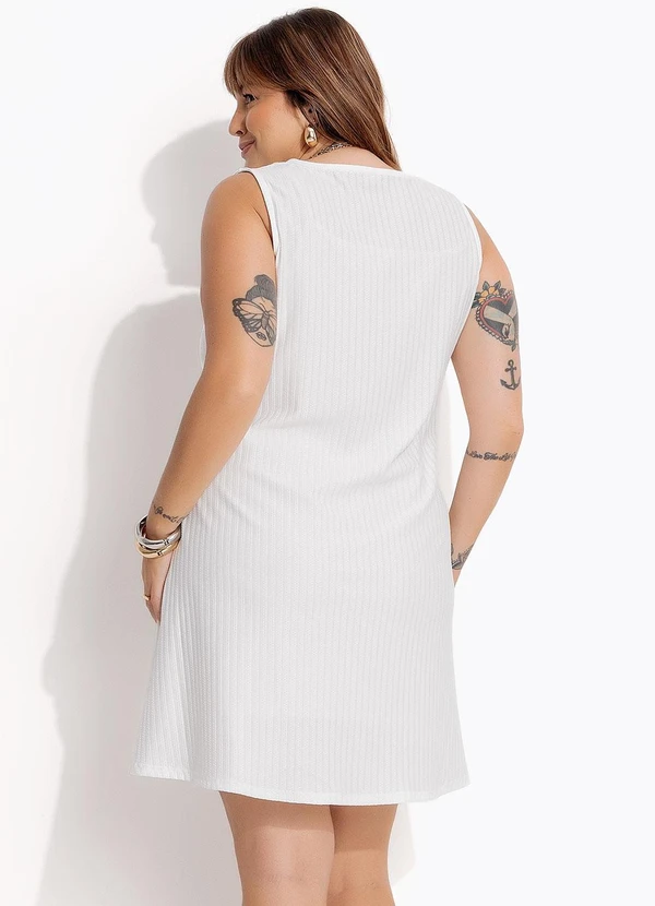 Marguerite - Vestido Off White em Malha Texturizada 8