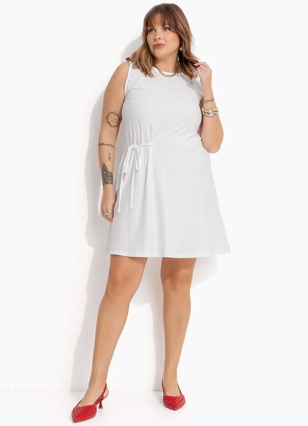 Marguerite - Vestido Off White em Malha Texturizada 9