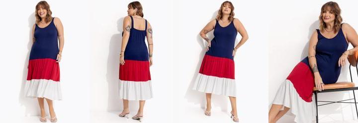 Vestido Azul Escuro em Malha de Viscose