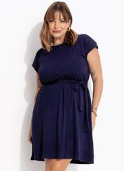 Vestido Azul Marinho em Malha Suede