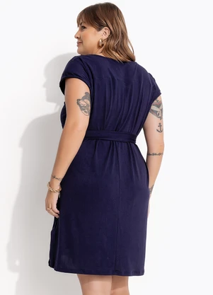 Marguerite - Vestido Azul Marinho em Malha Suede - MARGUERITE