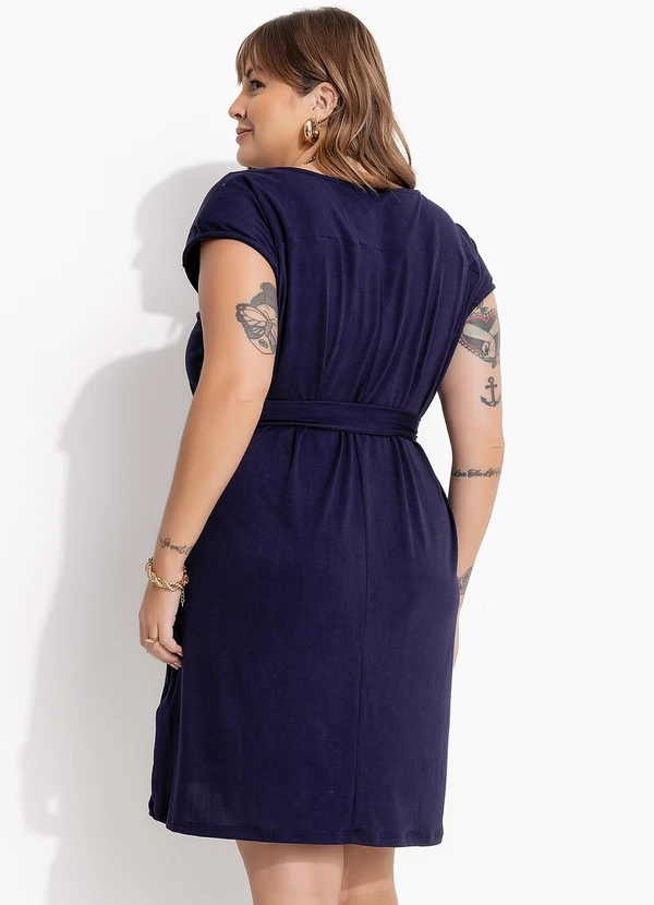 Marguerite - Vestido Azul Marinho em Malha Suede 2