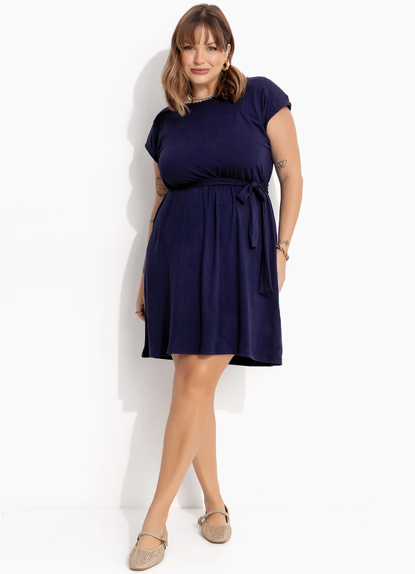 Marguerite - Vestido Azul Marinho em Malha Suede 3