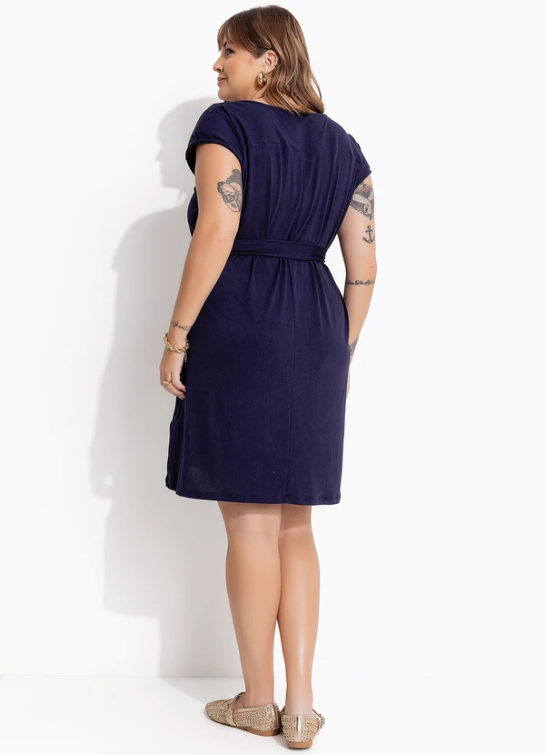 Marguerite - Vestido Azul Marinho em Malha Suede 5