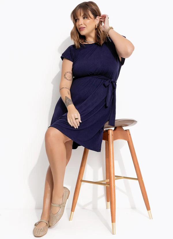 Marguerite - Vestido Azul Marinho em Malha Suede 6