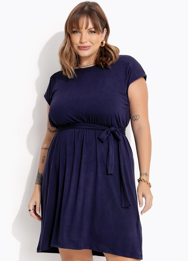 Marguerite - Vestido Azul Marinho em Malha Suede 7