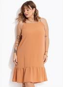 Vestido Bege em Crepe Plano