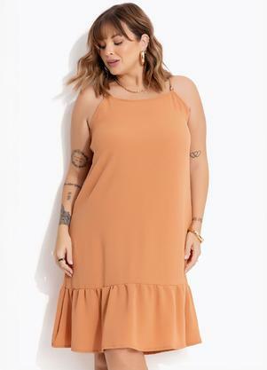 Vestido (Bege) em Crepe Plano