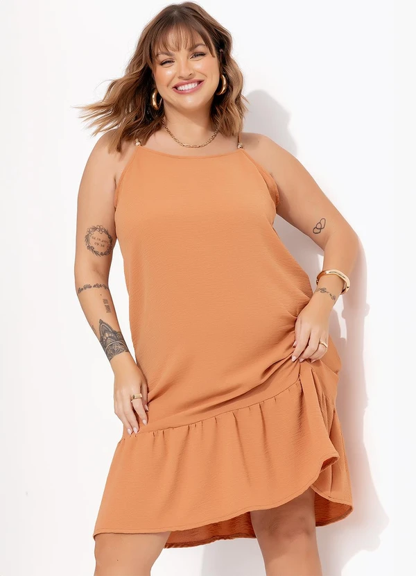 Marguerite - Vestido Bege em Crepe Plano 7