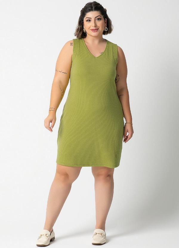 Habana - Vestido Canelado com Decote em V Verde 4