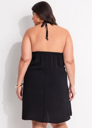Marguerite - Vestido Preto em  Tecido Plano com Flor 3d - MARGUERITE
