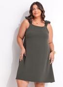 Vestido Verde Oliva em Malha Anarruga