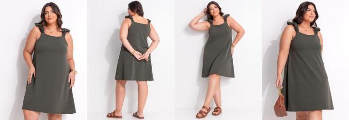 Vestido Verde Oliva em Malha Anarruga