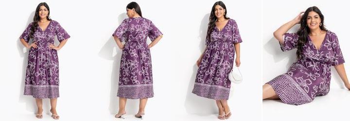 Vestido Barrado Roxo em Malha