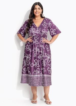 Vestido (Barrado Roxo) em Malha
