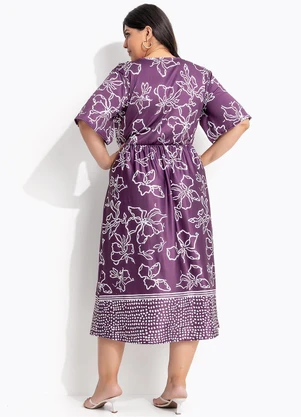 Marguerite - Vestido Barrado Roxo em Malha - MARGUERITE