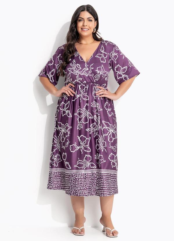 Vestido (Barrado Roxo) em Malha