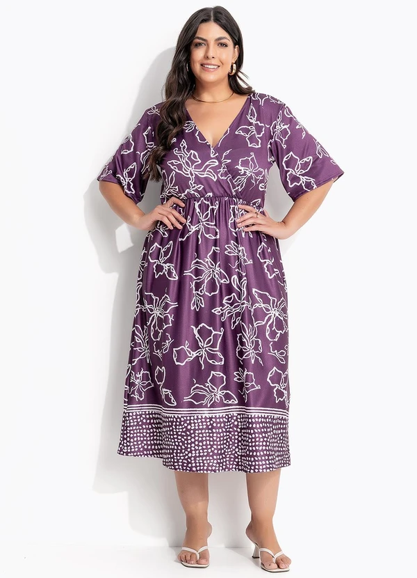 Marguerite - Vestido Barrado Roxo em Malha 3