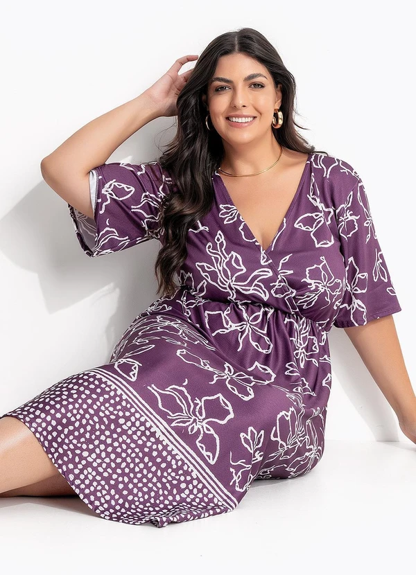 Marguerite - Vestido Barrado Roxo em Malha 7