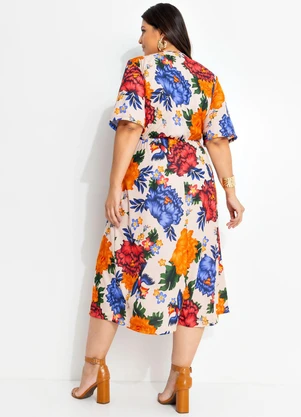 Marguerite - Vestido Floral Nude em Malha - MARGUERITE