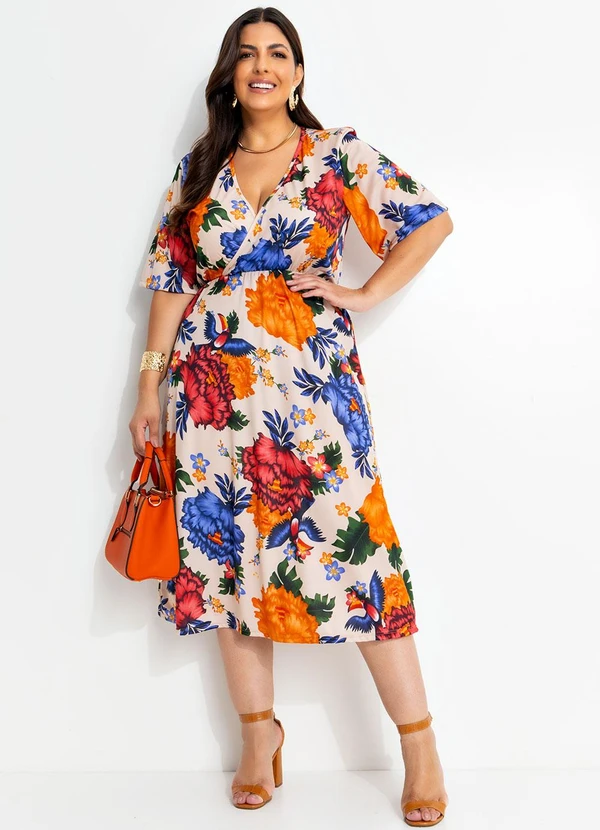 Marguerite - Vestido Floral Nude em Malha 3