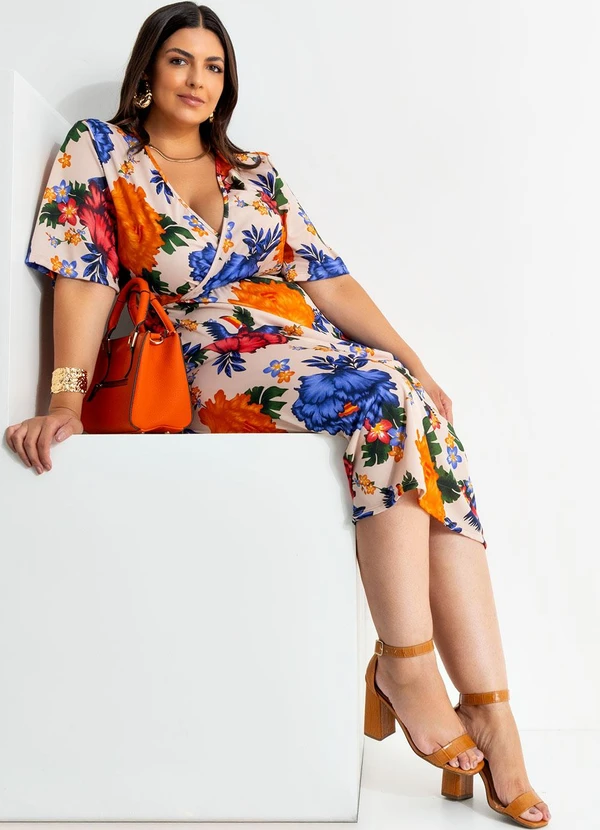 Marguerite - Vestido Floral Nude em Malha 5