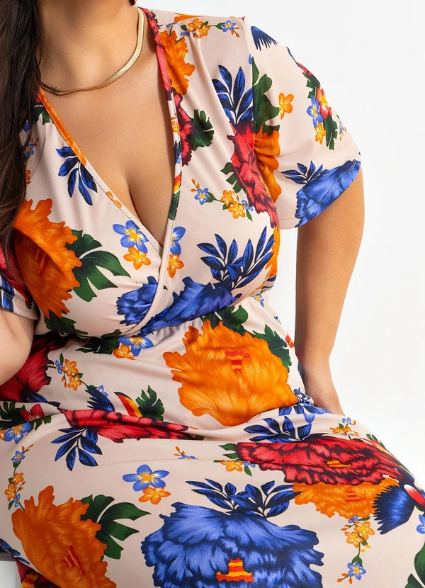 Marguerite - Vestido Floral Nude em Malha 6