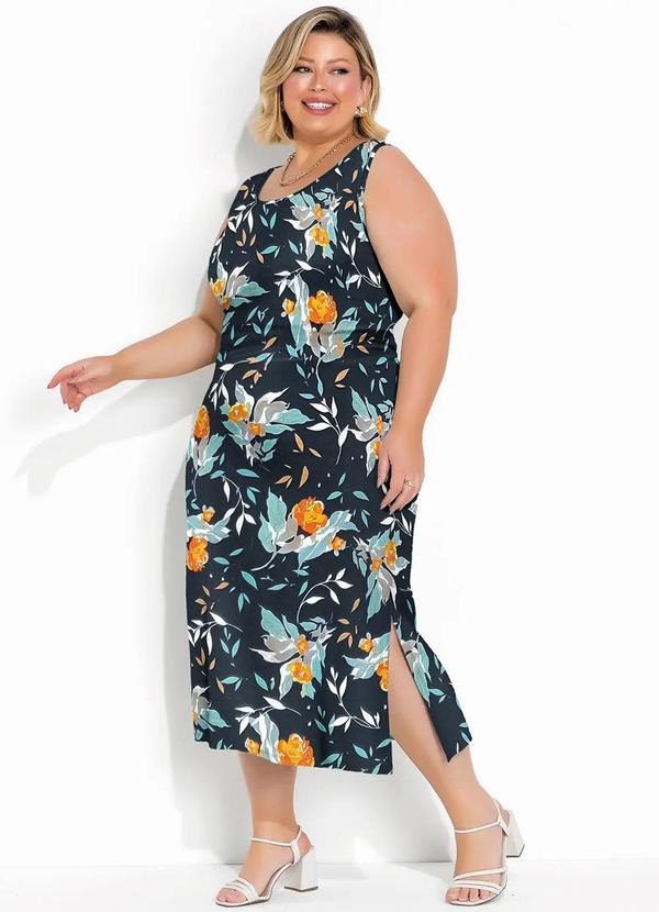 Marguerite - Vestido Floral Preto em Polifléx