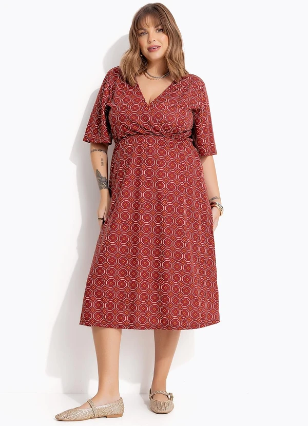 Marguerite - Vestido Floral Vermelho em Malha